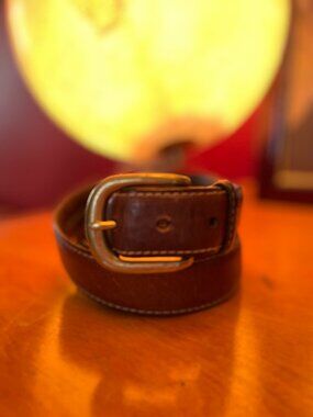 Men’s Italian Full Grain Leather Brown Belt With Brass Hardware Size 38